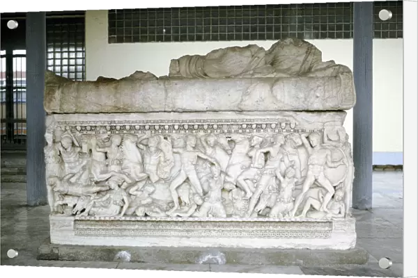 Battle scene from a sarcophagus, c300 BC