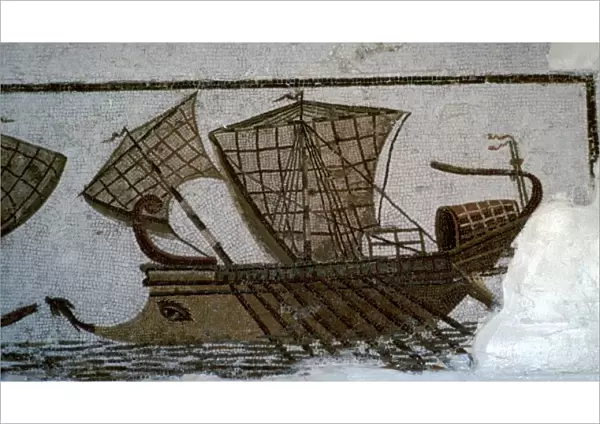 Roman mosaic of a Roman warship, c. 2nd century BC