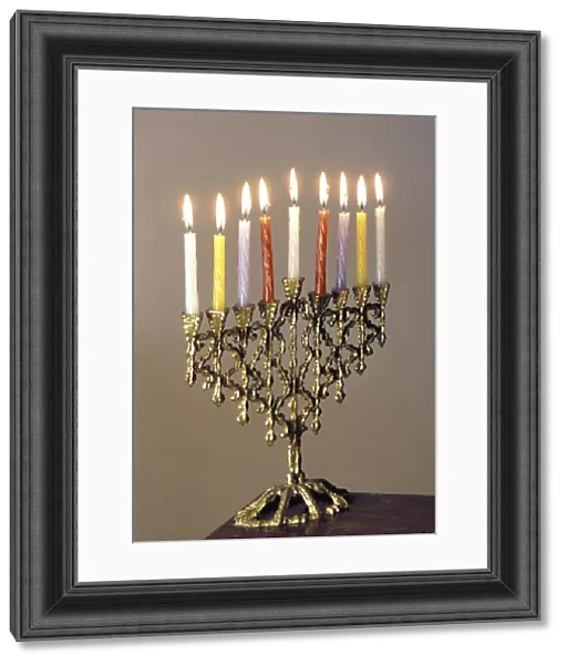 9-branched candelabra used in Judaism at Hannukah