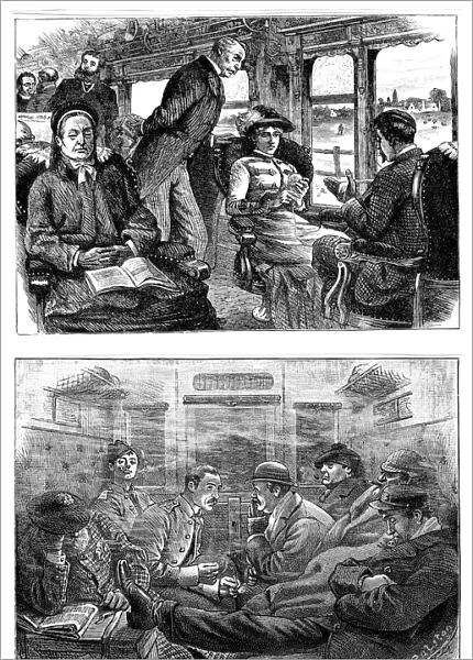 Passengers on a London to Glasgow train, 1884