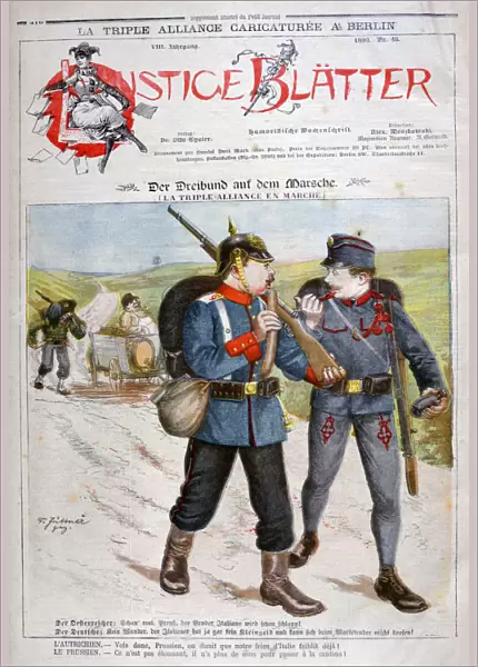 A caricature of the Triple Alliance in Lustige Blatter magazine, 1893. Artist: Henri Meyer