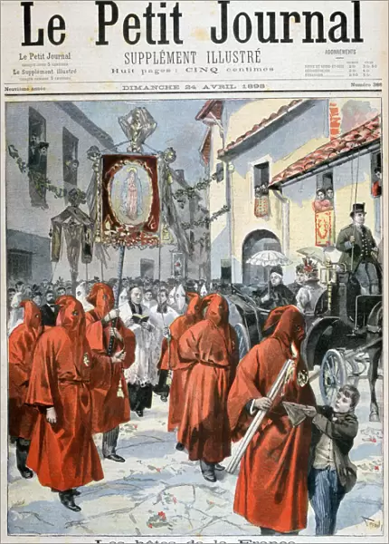 Queen Victoria watching the procession of the red penitents, 1898. Artist: F Meaulle
