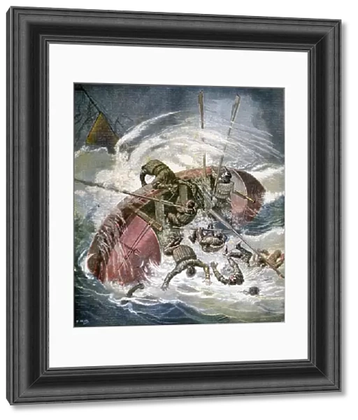Rescue from a shipwreck in a storm off Les Sables-d Olonne, France, 1891. Artist: Henri Meyer