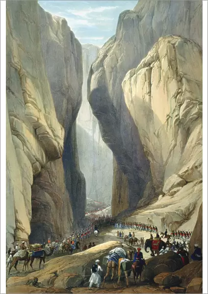 British army entering the Bolan Pass from Dadur, First Anglo-Afghan War, 1838-1842. Artist: James Atkinson