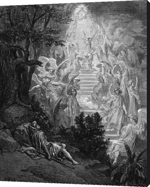 Jacobs dream of a stairway leading to heaven with God at the top, 1865-1866. Artist: Gustave Dore