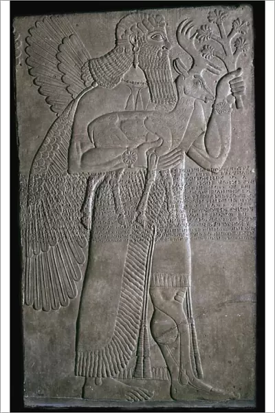 Assyrian relief of a winged figure, 9th century BC