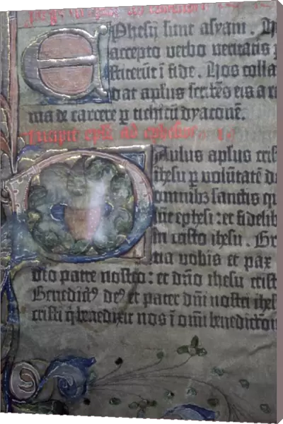 Detail from the fifteenth century Gutenburg Bible, of the opening of Ephesians. Artist: Johannes Gutenburg