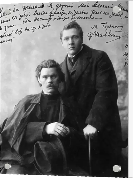 Russian author Maxim Gorky and singer Feodor Chaliapin, 1901