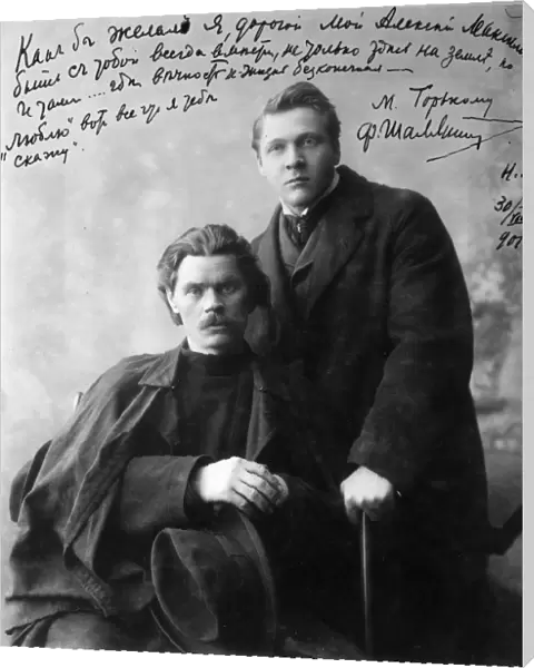 Russian author Maxim Gorky and singer Feodor Chaliapin, 1901