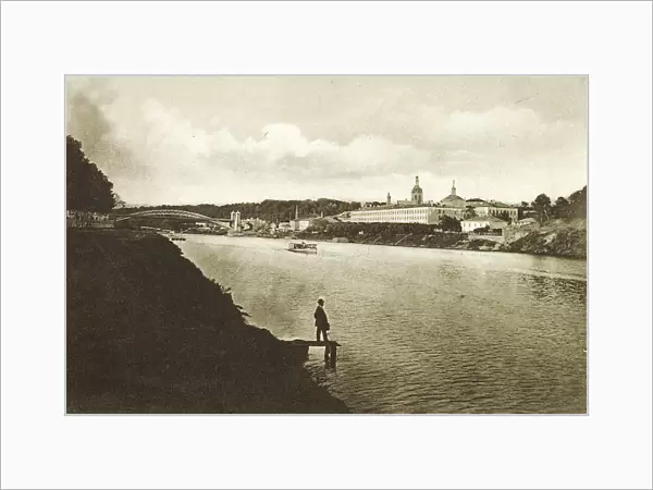Railway bridge and Novodevichy Convent (New Maidens Convent), Moscow, Russia, 1910s