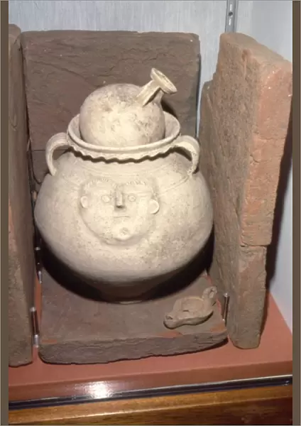 Roman Burial (Cremation) in a face urn, Colchester, Essex c125-200