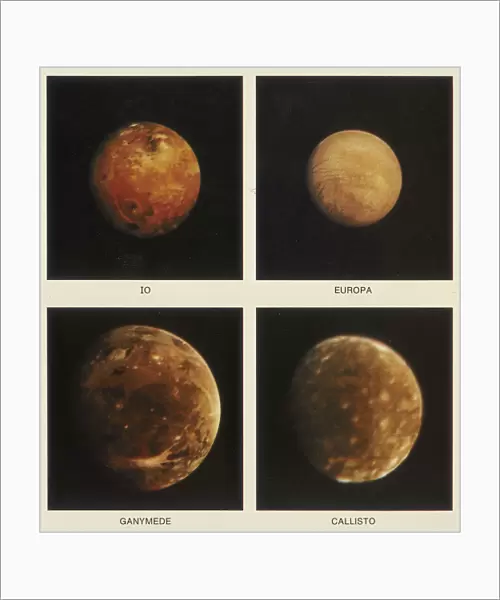 Four moons of Jupiter. Io, Europa, Ganymede and Callisto, 1979