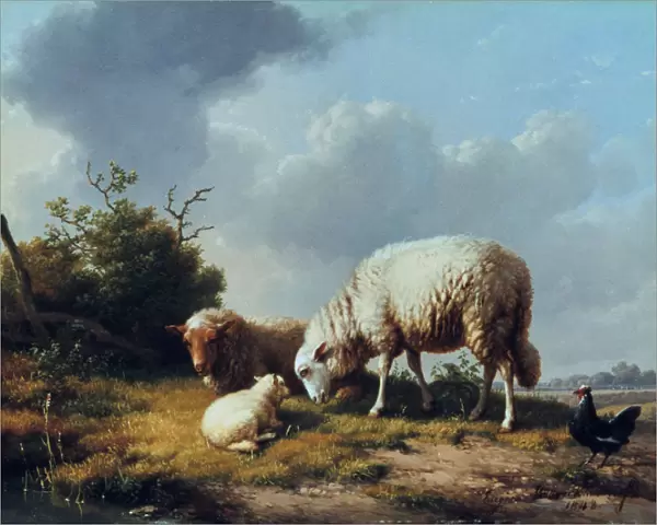 Sheep and Poultry in a Landscape, 19th century. Artist: Eugene Verboeckhoven