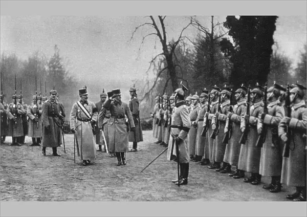 Emperor Karl I of Austria visiting Kaiser Wilhelm II at Army headquarters, World War I, 1917