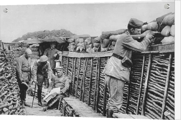 A German trench, World War I, 1915