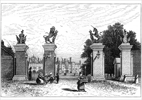 Entrance to Hampton Court Palace, 1880. Artist: Robert Taylor Pritchett