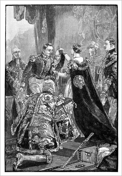 The Queen investing the Emperor of the French with the Order of the Garter, 1855, (1888)