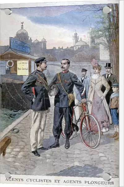 A cycle and water police officer, Paris, 1900. Artist: Oswaldo Tofani
