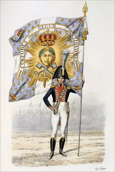 Gardes de la Porte, Flag bearer, 1814-15 Artist: Eugene Titeux