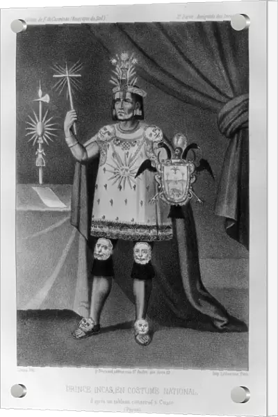 Inca prince, national costume, 1852. Artist: Jacques Francois Gauderique Llanta