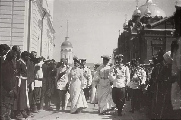 The Russian royal family visiting Sarov Monastery, Russia, 1903. Artist: K von Hahn