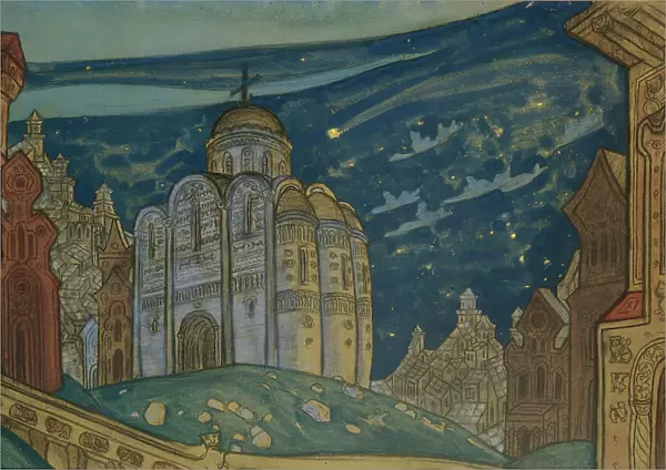 Putivl. Stage design for the opera Prince Igor by A. Borodin, 1914. Artist: Roerich, Nicholas (1874-1947)