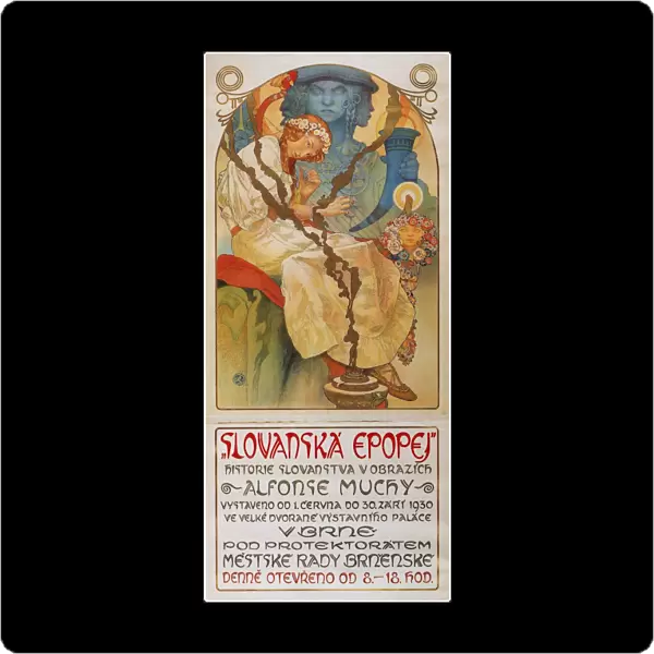 Poster for the exhibition The Slav Epic (Slovanska epopej), 1928. Artist: Mucha, Alfons Marie (1860-1939)