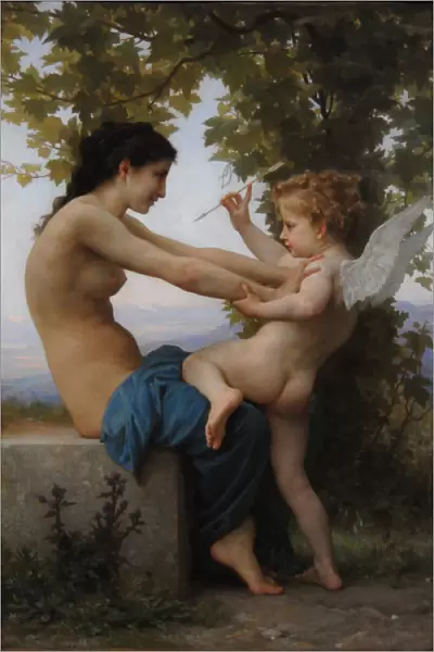 A Young Girl Defending Herself Against Eros, 1880. Artist: Bouguereau, William-Adolphe (1825-1905)