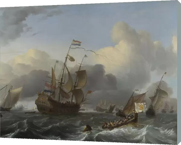 Flagship Eendracht and a Fleet of Dutch Men-of-war, c. 1670. Artist: Bakhuizen, Ludolf (1630-1708)