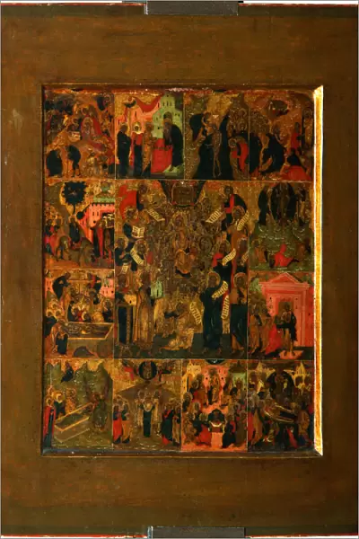 The Glorification of the Virgin (Akathist Hymn to the Most Holy Theotokos), Early 17th cen Artist: Russian icon