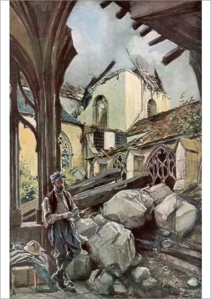 The Cloister and Cathedral of Verdun, France, June 1916, (1926). Artist: Francois Flameng