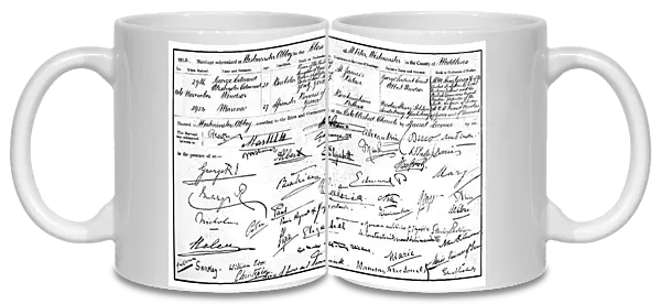The marriage certificate of the Duke and Duchess of Kent, 1934