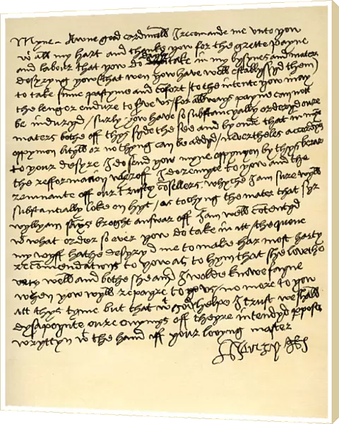Letter from Henry VIII to Cardinal Wolsey, c1518. Artist: King Henry VIII