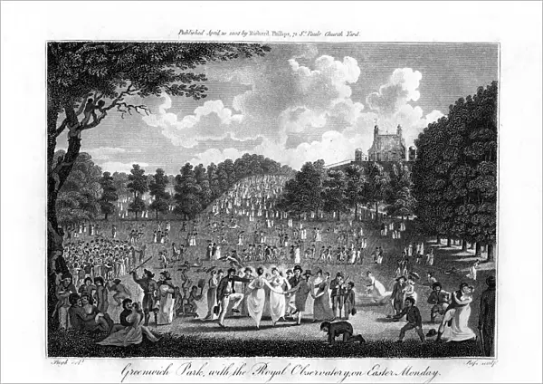 Greenwich Park, with the Royal Observatory, on Easter Monday, London, 1804
