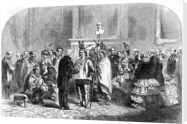 The president of the United States inducing the hostile tribes to shake hands, 1858