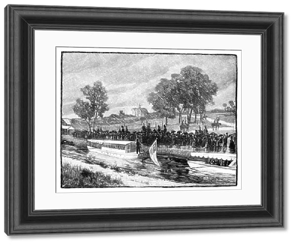 The Royal Visit to Worsley Hall; the State Barge on the Bridgwater Canal, 1851, (1888)