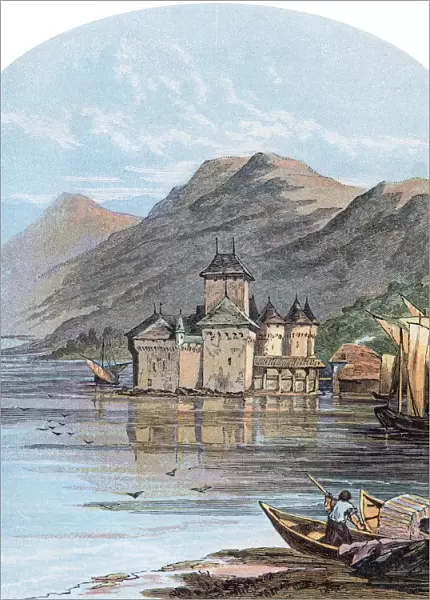The Chillon Castle, Lake Geneva, Switzerland, 1864