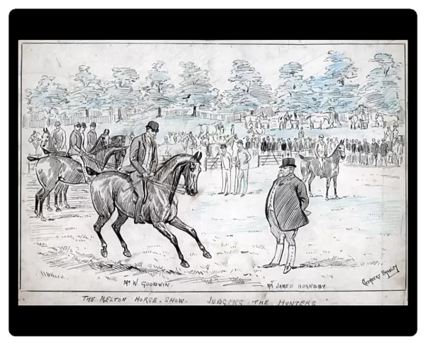 The Melton horse show, judging the hunters, c1880-1940. Artist: Cuthbert Bradley