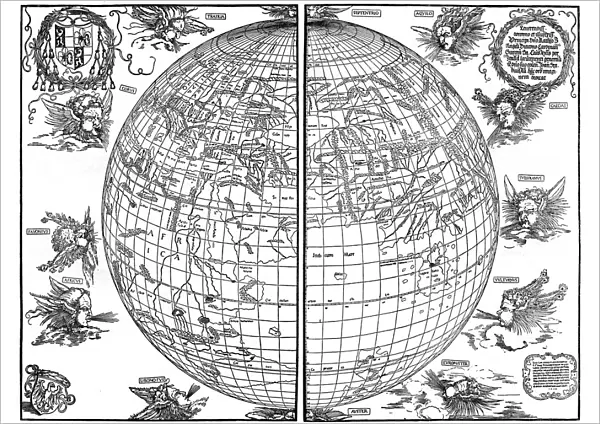Johannes Stabius map of the world, 1515, (1936). Artist: Albrecht Durer