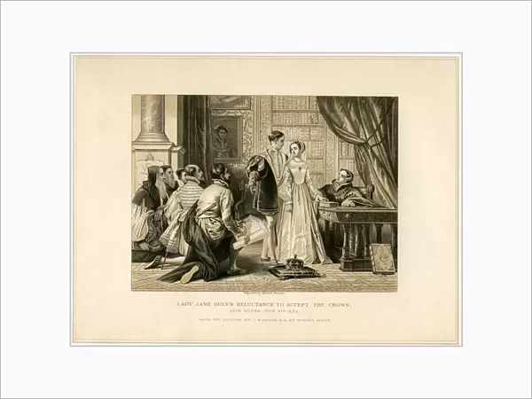 Lady Jane Greys Reluctance to Accept the Crown, (19th century). Artist: Herbert Bourne