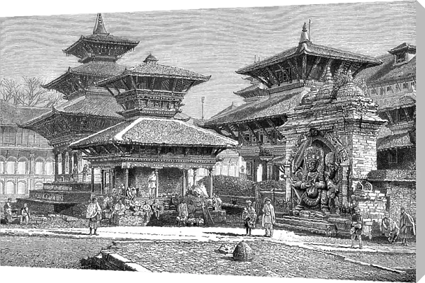 Temples facing the Royal Place, Katmandu, Nepal, 1895