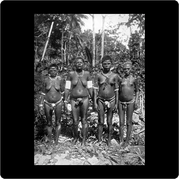 Women in festival attire, Melanesia, 1920. Artist: George Brown