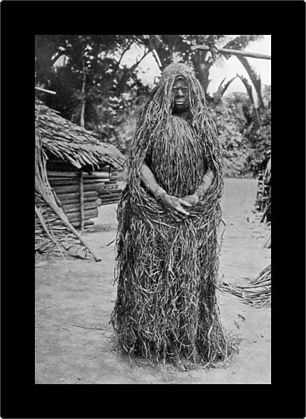 Woman wearing full mourning costume, Melanesia, 1920. Artist: Gunnar Landtman