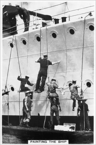 Painting the hull of a ship, 1937