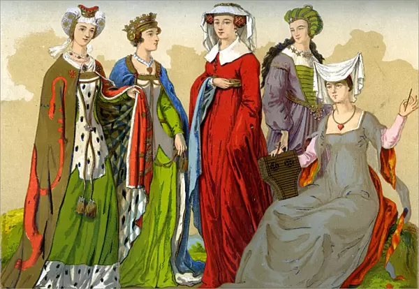 English noblewomen, 15th-16th century (1849). Artist: Edward May