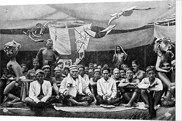 Traditional enemies assembled at a peace conference in Claudetown, Sarawak, c1899, (1922). Artist: Dr Charles Hose