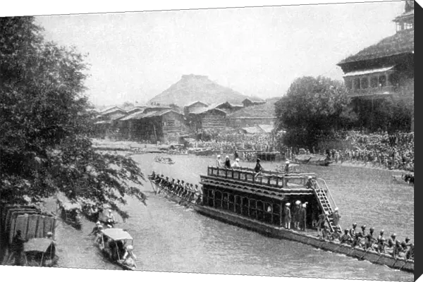 A state barge of a Maharaja, Kashmirs royal capital, India, 1922. Artist: GT Bookless