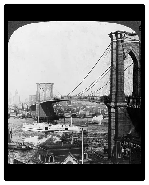 Brooklyn Bridge, New York, USA, early 20th century. Artist: Underwood & Underwood