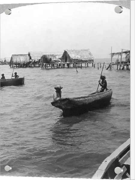 Indians in log canoes, Lake Maracaibo, Venezuela, c1900s
