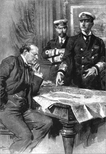 Winston Churchill, Charles Madden and Sir John Jellicoe, First World War, 1914